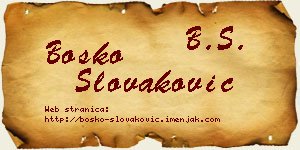 Boško Slovaković vizit kartica